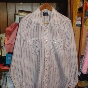 SOLD!!!!   MINT WRANGLER PIN STRIPE SINGLE NEEDLE TAILORING,LONG TAILS WESTERN